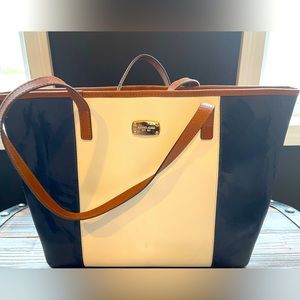 Michael Kors Navy/white large leather tote